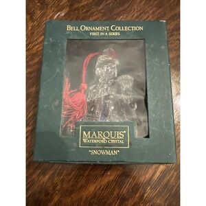 Marquis Waterford Crystal Snowman Christmas Ornament Bell Collection Open Box